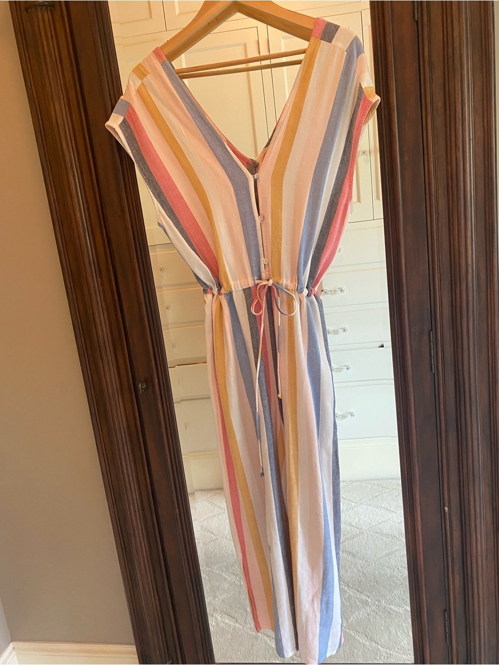 Bella Dahl V-Neck Jumpsuit with Drawstring Waist, Size Small